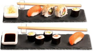 8 tlg. Schiefer-Servierplatten-Set - Sushi für 2 Personen