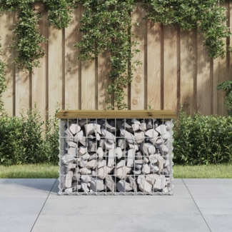 vidaXL Gartenbank aus Gabionen 63x31,5x42 cm Kiefernholz Imprägniert 834346