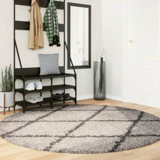 vidaXL Teppich Shaggy Hochflor Modern Beige und Anthrazit Ø 200 cm 375401