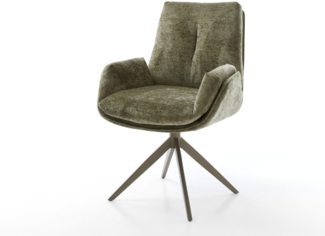 Drehstuhl Clea-Flex Chenille Olive Kreuzgestell breit Effektfinish Titan 360° drehbar Wippfunktion