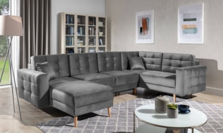 Wohnlandschaft Asgard U Grau – Sofa mit Schlaffunktion