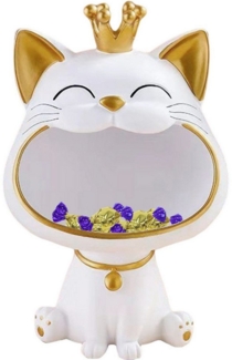 Refined Living Dekotablett Katze Deko Lachende Katze Figuren Statue Süßigkeiten Schüssel Lustig (Glückskatze Container Aufbewahrung Großer Mund Katze Schmuck Tablett, 1 St, Kätzchen Schlüssel Schale 27*18.5*16.5CM Harzmaterial), für Wohnzimmer Eingangs...