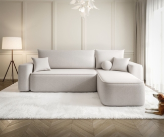 Ecksofa Schlafsofa Sofa AGEPO Stoff Curio Creme Ottomane Rechts