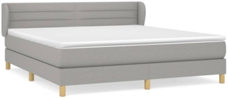 Doppelbett, Polsterbett mit Matratze Hellgrau 140x190 cm Stoff Hellgrau 180x200 cm