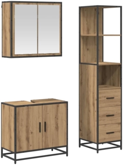 vidaXL Badezimmermöbel-Set mit Regal 3 pcs Artisan-Eiche Holzwerkstoff 3402327