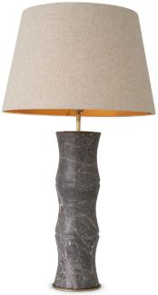 Casa Padrino Luxus Tischleuchte Grau / Antik Messing / Beige Ø 38 x H. 88 cm - Moderne Marmor Schreibtschleuchte in Bambus Optik - Luxus Kollektion