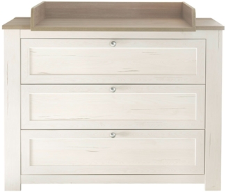 Wickelkommode Milano / Marbella, Holzwerkstoff, Weiß, Holzfarben, 122 x 101 x 77 cm
