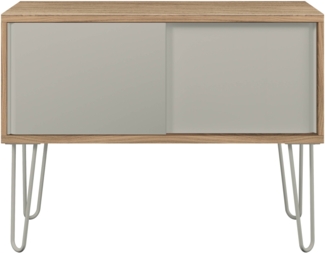 MultiRange Sideboard, Nussbaum, Schiebetüren aus Stahl, 4 Stahlfüße, Maße: H 752 x B 1000 x T 450 mm, Farbe: nussbaum/lichtgrau