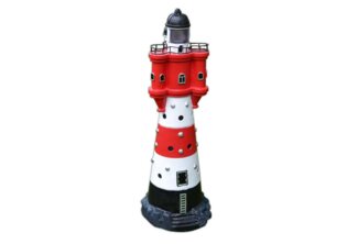 HAC24 LED Solarleuchte XL Solar Leuchtturm Rot Weiß Solarbeleuchtung Gartendekoration, LED fest integriert, Mit Dämmerungssensor, 50 cm