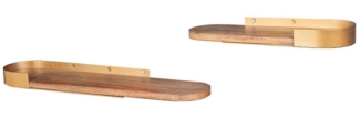 riess-ambiente Wandregal PURE NATURE 60cm gold / natur, Set 2-tlg, Wohnzimmer · Massivholz · Metall · handmade · Modern Design