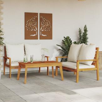 vidaXL 3-tlg. Garten-Lounge-Set mit Kissen Massivholz Akazie 3211798