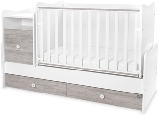 Lorelli Babybett Trend Plus 70x160 cm Schreibtisch Kinderbett Schubladen Kommode weiß grau
