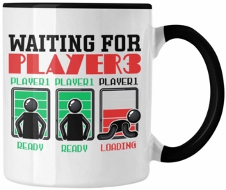 Trendation Tasse Werdender Vater Tasse Geschenk Gamer Waiting for Player 3 Vaterschaft