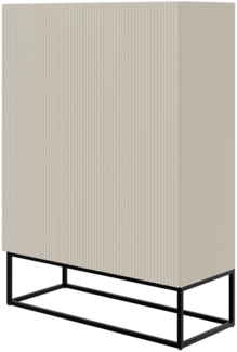 Selsey 'Veldio' Highboard 2-türig, graubeige mit schwarzem Metallgestell, ca. 125 x 90 x 38 cm