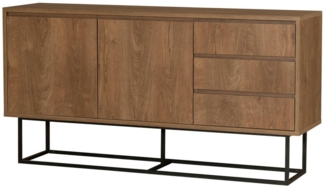Dmora Konsolentisch Kuwait, Tisch, Eingangskonsole, Regal, 140x36 h72 cm, Walnuss und Schwarz