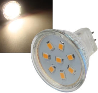 LED Strahler MR11, 8x 2835 SMD LEDs12V, 2W, 140 Lumen, 3000k / warmweiß
