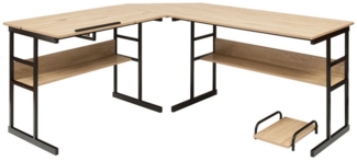 COSTWAY Eckschreibtisch, mit Stauraum, CPU-Ständer & Regal, neigbar, L-förmig