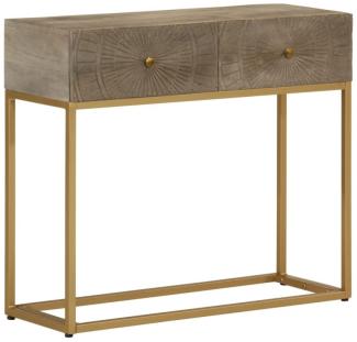 Konsolentisch 90 x 30 x 76 cm Massivholz Mango und Eisen (Farbe: Braun)