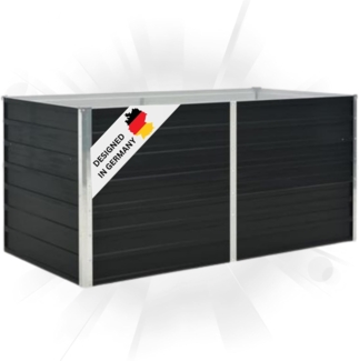 DELUKE® Hochbeet für Garten OSKAR Anthrazit 160x80x77cm Verzinkter Stahl Hochbeet Metall Gartenbeet Kräuterbeet Blumenbeet Beet hoch Frühbeet für Garten Gemüsebeet