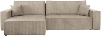 Ecksofa Kobaro Cord Maxi mit Bettkasten und Schlaffunktion (Farbe: Poso 02)