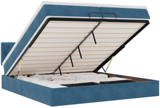 vidaXL Ottoman-Bett mit Matratzen & LED Dunkelblau 200x200 cm Samt 3312720
