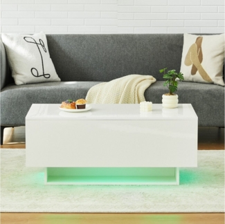 Ofcasa Couchtisch 100x50x42cm Sofatisch, Hochglanz Wohnzimmertisch