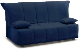 Dmora 3-Sitzer Schlafsofa Antal, Wohnzimmersofa mit Trolley-Öffnung aus gepolstertem Stoff, Kissen inklusive, 100 % Made in Italy, 165 x 90 x 85 cm, Blau