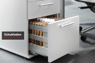 bümö® Standcontainer Office abschließbar mit Hängeregistratur & Chromgriffen in grau