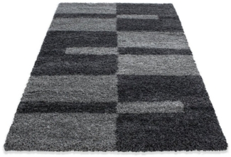 Homtex Hochflor-Teppich, 60x110 cm, Designer Hochflor Teppich mit Karo- und Linienmuster, Flauschig