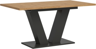 Kulissentisch >Motion< ausziehbar bis 190cm, Grau / Artisan Eiche - 150/190x76x90cm (BxHxT)