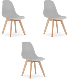 Valora KITO Stuhl, ergonomisch, graue Holzbeine (3er-Pack)