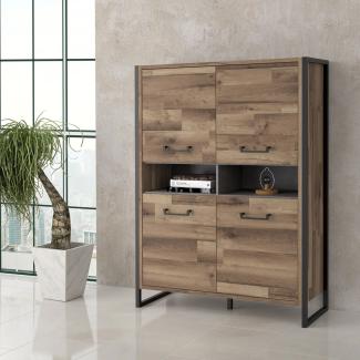 Highboard Kommode 109cm stabeiche beton dunkelgrau