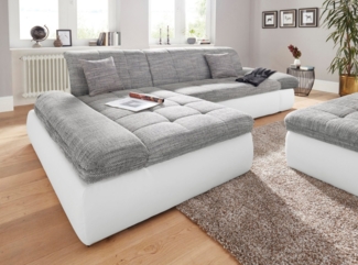 DOMO collection Ecksofa Moric Luxus - B/T/H 300/172/80 cm, XXL-Format, L-Form, 140kg Belastung/Sitz, in Cord, Chenille, Kunstleder
