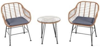 KOMFOTTEU Bistrostuhl 3-teiliges Gartenmöbel-Set, mit 2 Korbsesseln
