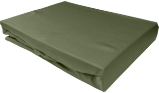 Bettwaesche-mit-Stil Mako-Satin Spannbettlaken dunkelgrün 200x200cm Höhe 5-10cm