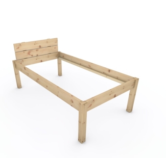 Pfostenbett "metallarm" Zirbe Holzbett "Daybett" 100 x 190cm 58cm Einzelbett