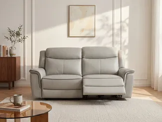 Vente-unique - ADELIO Sofa Leder Grau - B 95 cm x H 102 cm x L 210 cm