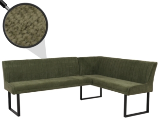 Eckbank HWC-O82, Esszimmerbank Bank, Öko-Tex (310g/m²) Chenille Stoff/Textil Metall 210x159cm ~ grün