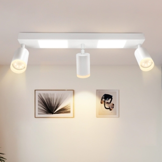 ZMH LED Deckenleuchte 3 Flammig Deckenlampe - Deckenstrahler GU10 Weiß Schlafzimmerlampe 3000k Küchenlampe 20W Schwenkbar Deckenspot Flurlampe Metall für Wohnzimmer Büro