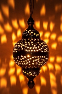 Marrakesch Orient & Mediterran Interior Deckenleuchte Fahda Gold Hängeleuchte, Orientalische Lampe handgefertigt 50cm
