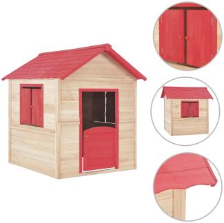 vidaXL 'Kinderspielhaus Tannenholz Rot', 107 x 128 x 128 cm (L x B x H), max. belastbar bis 50 kg, ab 3 Jahren