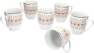Van Well Viva 6tlg. Kaffeebecher-Set für 6 Personen Kaffeetasse Tasse XL edles Porzellan Becher