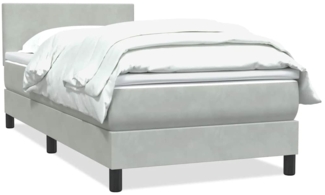 vidaXL Boxspringbett mit Matratze Hellgrau 90x220 cm Samt 3316047