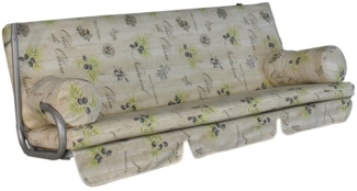 Angerer Freizeitmöbel GmbH Hollywoodschaukel Auflage Trend - passend für viele 3-Sitzer Hollywoodschaukeln - Schaukelauflage Made in Germany (Beige Gemustert Olive)