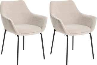 Esszimmerstuhl 2er Set BOWDON Chenillegewebe Hellbeige