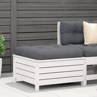 vidaXL Gartenhocker Weiß 62x63,5x32 cm Massivholz Kiefer