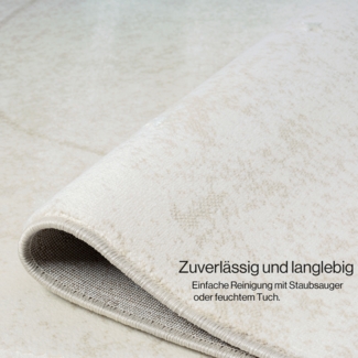 Teppich Kinderzimmer 160x230cm - Pastell Beige Creme - Kurzflor Spielteppich mit niedlichem Nilpferd Motiv