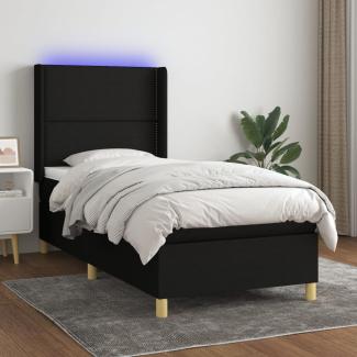 vidaXL Polsterbett mit Matratze & LED Schwarz 90x190 cm Stoff [3138759]