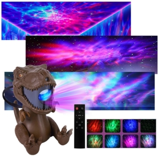 Jibenhome LED-Sternenhimmel Dinosaurier Galaxie Sternprojektorlicht Timer mit Fernbedienung, Braun, LED fest integriert, 360° Verstellbarer Nachtlicht für Kinder,Freund,Familie