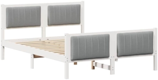 vidaXL Bettgestell Weiß und Hellgrau 140 x 190 cm Massivholz Kiefer 3394327